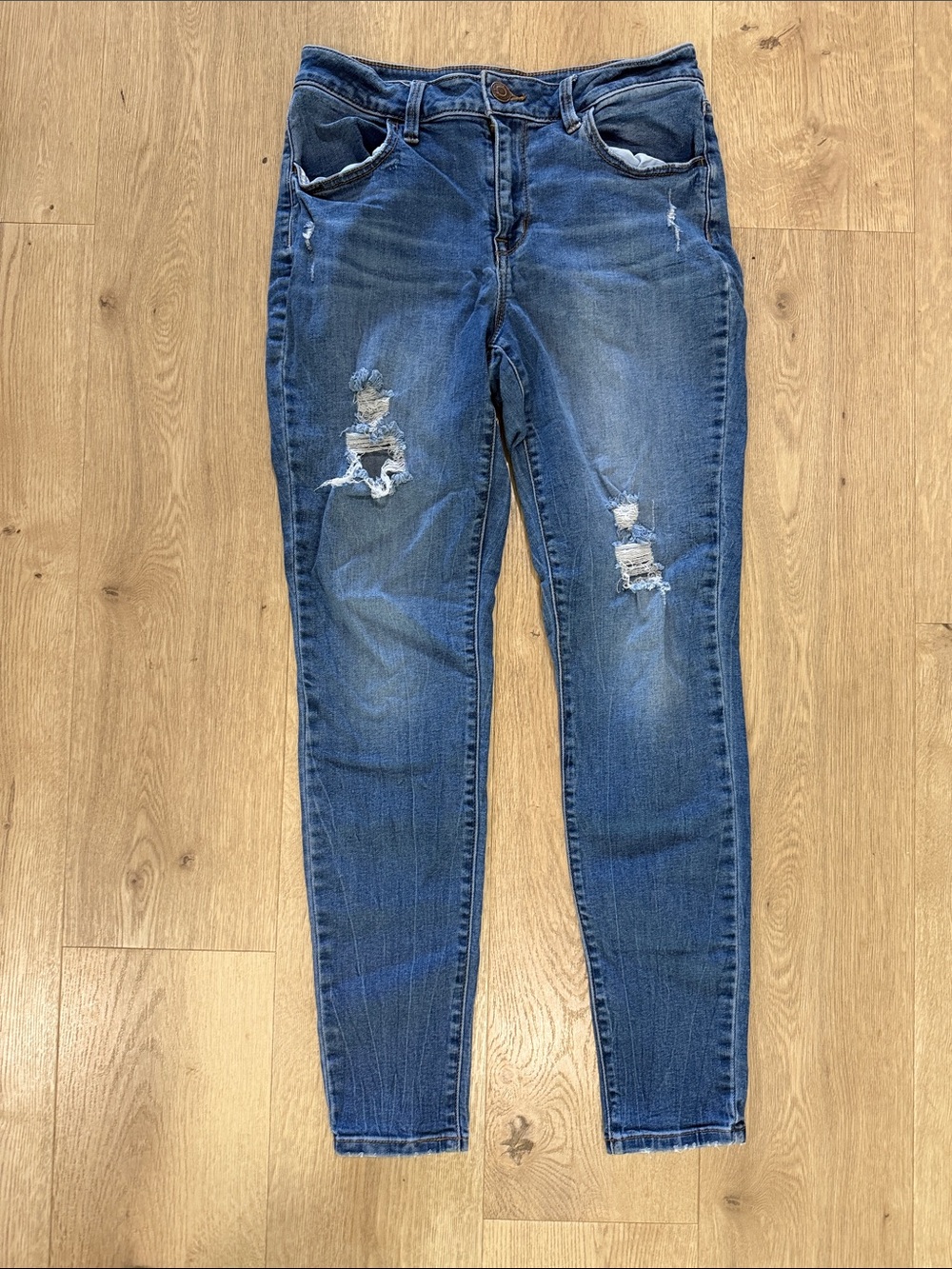 Maurices Blue Distressed Skinny Jeans